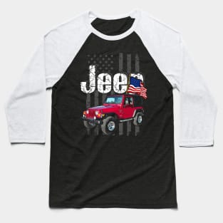 Jeep Wrangler TJ Jeepcar JEEP Flag Baseball T-Shirt